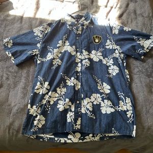 Milwaukee Brewers Men’s Reyn Spooner Hawaiian Button-Down Shirt Large